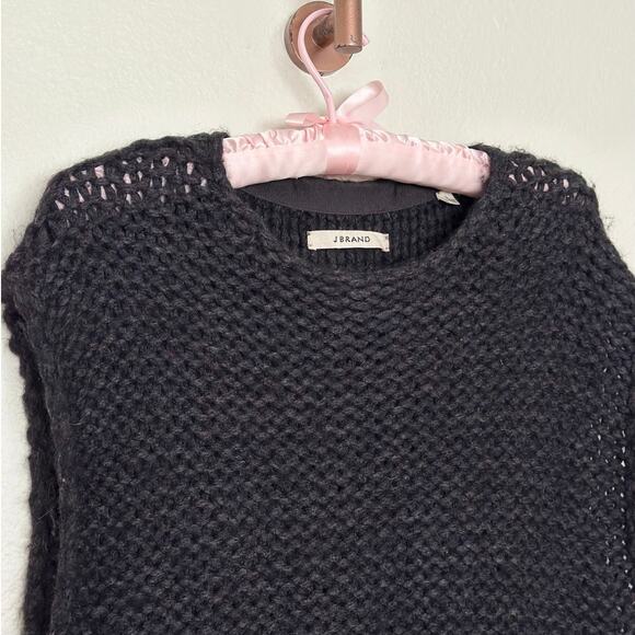 J Brand Small Charcoal Gray Baby Alpaca Merino Wool Chunky Knit Sweater Vest - Picture 2 of 5